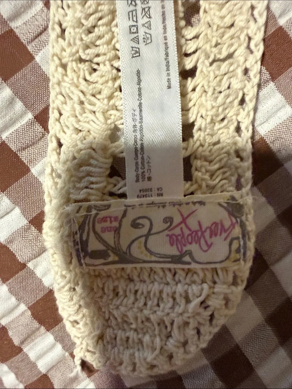 Free People Cream Crochet Tie Belt